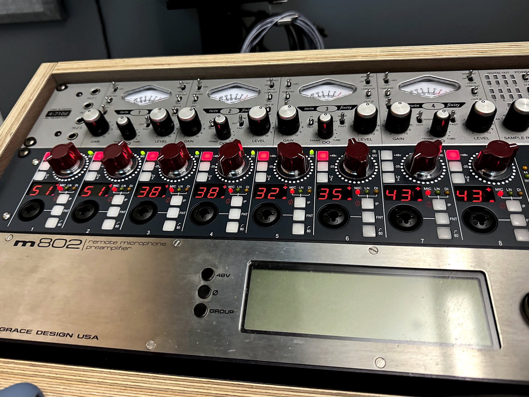 Analog preamp with illuminated meters and controls